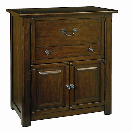 Mission Style Night Chest with Felt Lined Electronic Charginng Drawer with Electrical Outlet